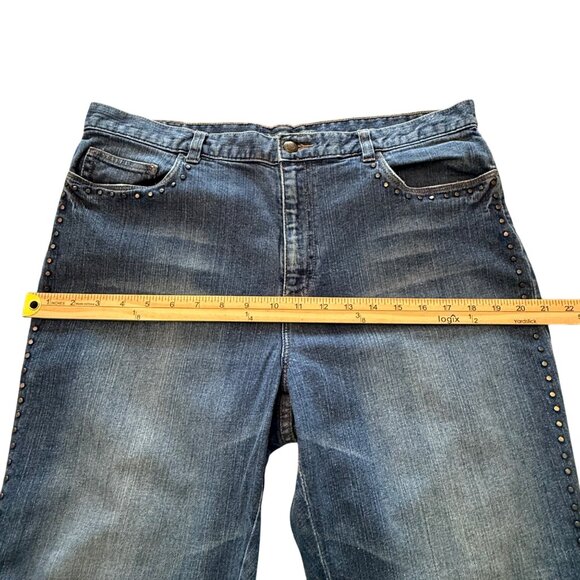 Lauren Jeans Co Ralph Lauren Womens Studded Flare Denim Jeans Size 14 (36x28) - Picture 9 of 13
